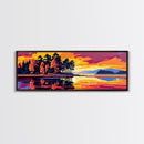 Autumn Reflection, Fall Landscape, Nature Wall Art, Warm Sunset, Tranquil Lake, Cabin Decor, Vibrant Colors, Framed Canvas Print