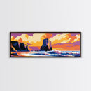 Coastal Cliffs, Ocean Sunset, Bold Seascape, Modern Beach Art, Tropical Vibes, Relaxing Scenery, Living Room Wall Art, Framed Canvas Print
