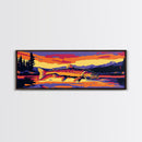Sunset Trout, Fishing Wall Art, Cabin Decor, Nature Landscape, Framed Canvas Print, Colorful Fish Painting, Rustic Home, Lodge Art