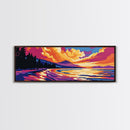 Vibrant Lake Sunset, Nature Art, Colorful Landscape, Living Room Decor, Framed Canvas Print, Cozy Cabin, Bright Wall Art, Autumn Home