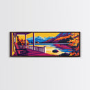 Porch View, Cabin Wall Art, Mountain Landscape, Rustic Home, Framed Canvas Print, Lakehouse Decor, Warm Sunset, Cozy Retreat