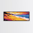 Coastal Sunset, Beach Wall Art, Ocean Waves, Seaside Decor, Framed Canvas Print, Summer Home, Vibrant Landscape, Boho Art