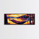 Hammock Escape, Relaxing Wall Art, Lakeside Decor, Cozy Home, Framed Canvas Print, Nature Lover, Rustic Retreat, Cabin Vibes