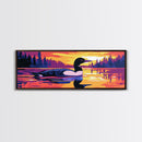 Loon on Lake, Nature Wildlife Art, Tranquil Water Scene, Rustic Home Decor, Framed Canvas Print, Cabin Wall Art, Peaceful Living Room Art