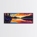 Forest Lake, Evening Reflections, Canvas Print, Tranquil Water Scene, Nature Wall Art, Rustic Cabin Decor, Vibrant Sunset Painting