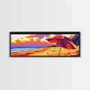 Beach Umbrella, Ocean Sunset, Coastal Escape, Canvas Print, Summer Wall Art, Vibrant Colors, Relaxing Home Decor, Seaside Serenity