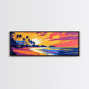 Beach Paradise, Palm Trees, Vibrant Sunset, Coastal Scene, Canvas Print, Living Room Wall Art, Island Escape, Tropical Home Decor