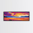 Field Sunset, Sunset Drive, Scenic Travel Art, Framed Canvas Print, Bold Colors, Boho Home Decor, Wanderlust Art, Nature Inspired