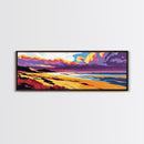 Lake View, Sunset Beach, Vibrant Seascape, Framed Canvas Print, Coastal Wall Art, Beach House Decor, Bold Colors, Summer Vibes