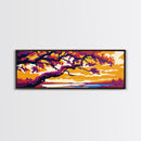 Majestic Oak, Sunset Landscape, Scenic View, Framed Canvas Print, Warm Tones, Living Room Art, Rustic Home Decor, Boho Vibes