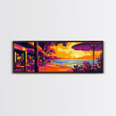 Beach Café, Ocean Sunset, Tropical Decor, Coastal Home Art, Canvas Print, Relaxing Living Room Wall Art, Travel Inspired Painting