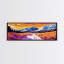 Mountain Valley, Snowy Peaks, Framed Canvas Print, Landscape Art, Home Office Decor, Nature Scene, Fall Artwork, Large Wall Art