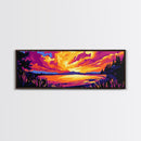 Lake Sunset, Vibrant Reflection, Framed Canvas Print, Cabin Wall Art, Fall Landscape, Cozy Home Decor, Boho Artwork, Large Wall Art