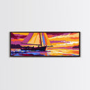 Sailboat Sunset, Nautical Scene, Framed Canvas Print, Coastal Wall Art, Ocean Decor, Vibrant Seascape, Beach House Artwork, Gift Idea
