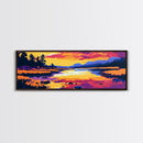 Sunset River, Autumn Landscape, Colorful Nature, Framed Canvas Print, Living Room Wall Art, Rustic Decor, Cabin Wall Hanging, Vibrant Art