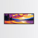 Mountain Reflection, Bold Colors, Nature Painting, Framed Canvas Print, Living Room Wall Art, Boho Home Decor, Gift Idea, Autumn Aesthetic