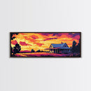 Farmhouse Landscape, Country Living, Rural Sunset, Framed Canvas Print, Rustic Wall Art, Home Office Decor, Cozy Fall Aesthetic, Warm Colors