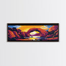 Desert Arch, Sunset Landscape, Western Nature, Vibrant Rocks, Framed Canvas Print, Boho Home Decor, Office Wall Art, Nature Lover Gift