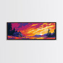 Cabin Sunset, Mountain Retreat, Cozy Home, Rustic Nature, Framed Canvas Print, Fall Decor, Country Wall Art, Living Room Decoration