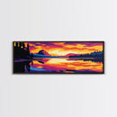 Mountain Lake, Scenic Reflection, Serene Nature, Vibrant Sunset, Framed Canvas Print, Relaxing Wall Art, Home Office Decor, Zen Art