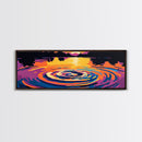 Water Ripples, Sunset Reflection, Tranquil Lake, Vibrant Nature, Framed Canvas Print, Zen Home Decor, Meditative Art, Living Room Wall Art