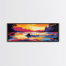 Sunset Swimmer, Water Reflection, Vibrant Wall Art, Framed Canvas Print, Living Room Decor, Modern Art, Colorful Home Accent