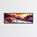 River Valley, Sunset Landscape, Vibrant Wall Art, Framed Canvas Print, Living Room Decor, Nature Scene, Western Art, Boho Style