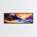 Ocean Waves, Coastal Scene, Vibrant Seascape, Canvas Print, Beach House Decor, Living Room Wall Art, Nature Artwork, Sunset Painting