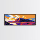 Desert Plateau, Mountain View, Vibrant Landscape, Bold Nature Scene, Framed Canvas Print, Southwestern Decor, Living Room Wall Art