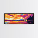 Sunset Reflection, Golden Lake, Tranquil Water, Vibrant Sky, Framed Canvas Print, Living Room Decor, Colorful Nature, Serene Art