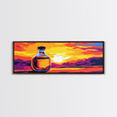 Whiskey Bottle, Sunset, Reflection, Canvas Print, Bar Wall Art, Whiskey Lover Gift, Rustic Decor, Warm Color Palette, Unique Wall Art