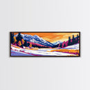 Alpine Valley, Winter, Snow, Framed Canvas Print, Mountain Landscape, Nature Lover Gift, Scenic Winter Painting, Christmas Wall Art