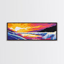 River Sunset, Cascading Water, Canvas Print, Waterfall Wall Art, Nature Inspired Painting, Colorful Landscape Art, Living Room Decor