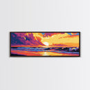 Ocean Sunset, Colorful Waves, Coastal Scene, Framed Canvas Print, Beach House Art, Tropical Vibes, Living Room Decor, Gift Idea