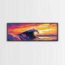 Rolling Wave, ocean power, surf painting, coastal home decor, surfer aesthetic, Beach Wall Art, Canvas Print, Framed Canvas Print