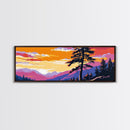 Lone Pine Tree, Mountain Sunset Art, Tranquil Nature Scene, Rustic Lodge Wall Art, Framed Canvas Print, Cozy Cabin Decor