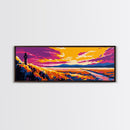 Golden Field Horizon, Scenic Countryside Art, Vibrant Sunset Landscape, Rustic Fall Decor, Framed Canvas Print, Cozy Home Wall Art