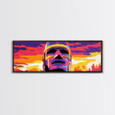 Warrior Mask, Bold Cultural Art, Tribal Abstract Print, Unique Statement Decor, Framed Canvas Print, Modern Eclectic Wall Art