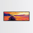 Desert Scene, Wild Grass, Vibrant Sky, Framed Canvas Print, Southwest Wall Art, Boho Decor, Minimalist Landscape, Warm Tones