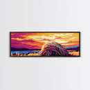 Coastal Waves, Sunset Glow, Rugged Cliffs, Canvas Print, Seascape Art, Modern Wall Decor, Beach House Style, Nautical Artwork