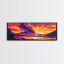 Erupting Mountain, Fire Sky, Canvas Print, Dramatic Landscape Art, Intense Wall Art, Adventure Decor, Large Artwork, Office Wall Art
