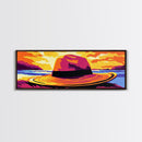 Beach Hat, Coastal Sunset, Canvas Print, Vibrant Seascape Art, Boho Wall Decor, Summer Vibes, Warm Home Decor, Bedroom Wall Art