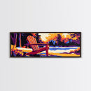 Adirondack Chair, Lake Sunset, Autumn Art, Framed Canvas Print, Cozy Cabin Wall Art, Rustic Home Decor, Warm Tones, Nature Painting