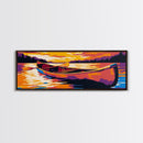 Canoe Journey, Sunset Waters, Relaxing Nature Scene, Canvas Print, Cozy Lodge Wall Art, Rustic Decor, Peaceful Lakehouse Art