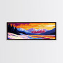 Snowy, Mountains, Lake, Framed Canvas Print, Winter Landscape Art, Nature Wall Art, Cabin Decor, Holiday Artwork, Serene Christmas Art