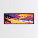 Beach Sunset, Coastal Vibes, Ocean Landscape, Tropical Wall Art, Vibrant Seascape, Framed Canvas Print, Living Room Wall Decor