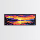 Mountain Lake, Vibrant Sunset, Serene Water, Canvas Print, Relaxing Wall Art, Nature Painting, Bedroom Art, Cabin Aesthetic, Gift Idea