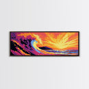 Ocean Wave, Sunset Seascape, Bold Coastal, Canvas Print, Beach Wall Art, Vibrant Surf Art, Tropical Home Decor, Water Movement