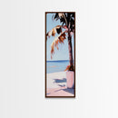 Palm Tree, Tropical, Beachy, Canvas Print, Summer Vibes Wall Art, Coastal Decor, Relaxing Seaside Painting, Minimalist Aesthetic