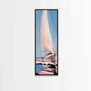 Sailing Dream, Nautical Adventure Art, Soft Pastel Seascape, Elegant Coastal Decor, Minimalist Ocean Scene, Framed Canvas Print